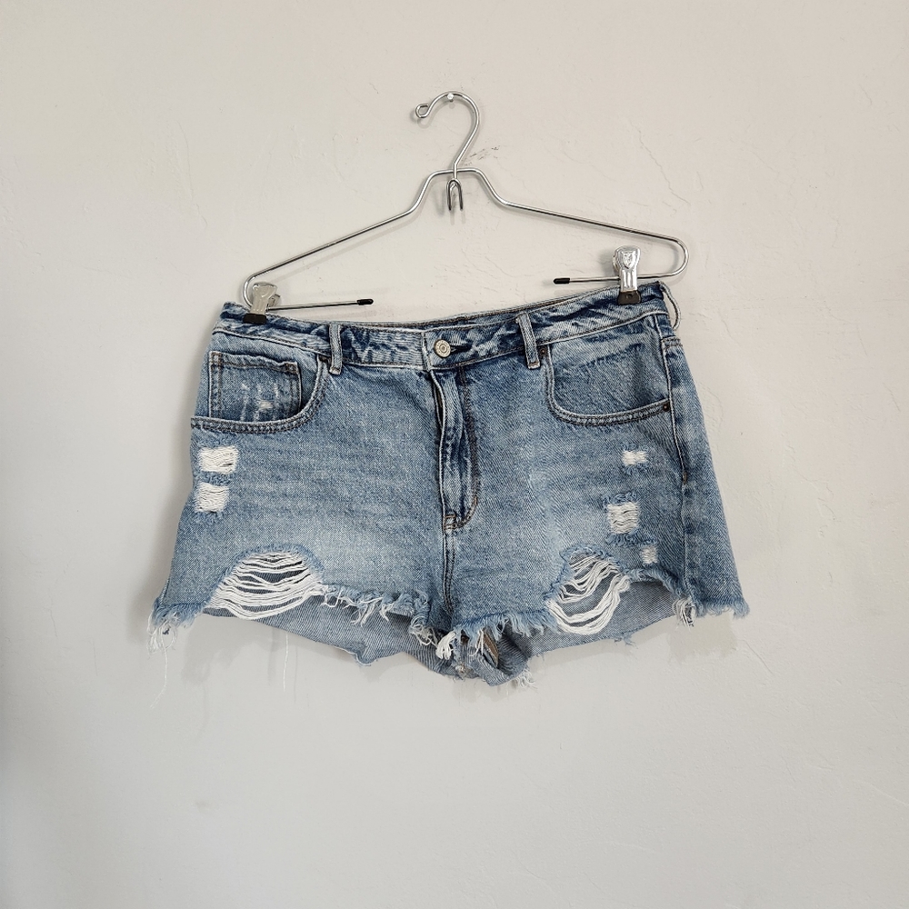 Pac Sun Size 30 High Rise Festival Shorts Women's Denim Shorts Distressed.